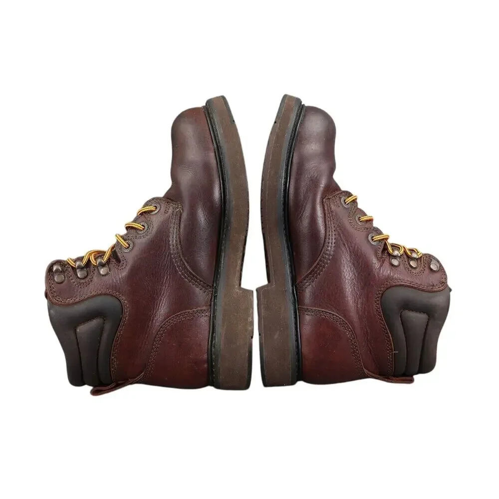 LaCrosse Shoes Mens 7.5 Work Boots Steel Toe Leather Mid Lace Up Slip Resistant
